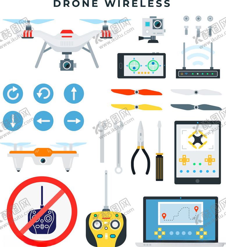 编号：64602711181234581804【酷图网】源文件下载-多样无人机配件及设备展示