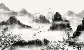 中国风山水写意插画
