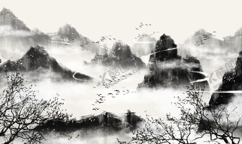 编号：94480006290727062010【酷图网】源文件下载-中国风山水写意插画