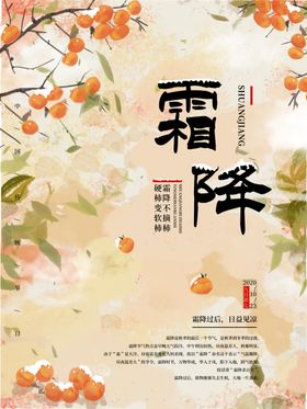 霜降海报分层素材雪花宣传