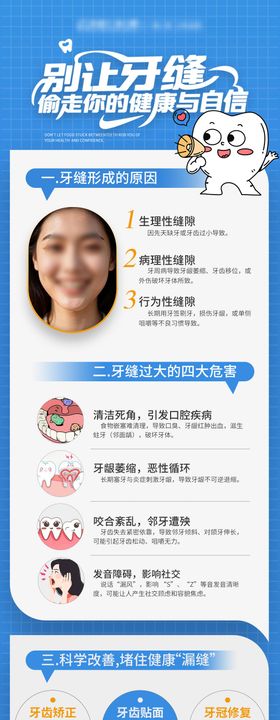 口腔牙缝科普长图海报