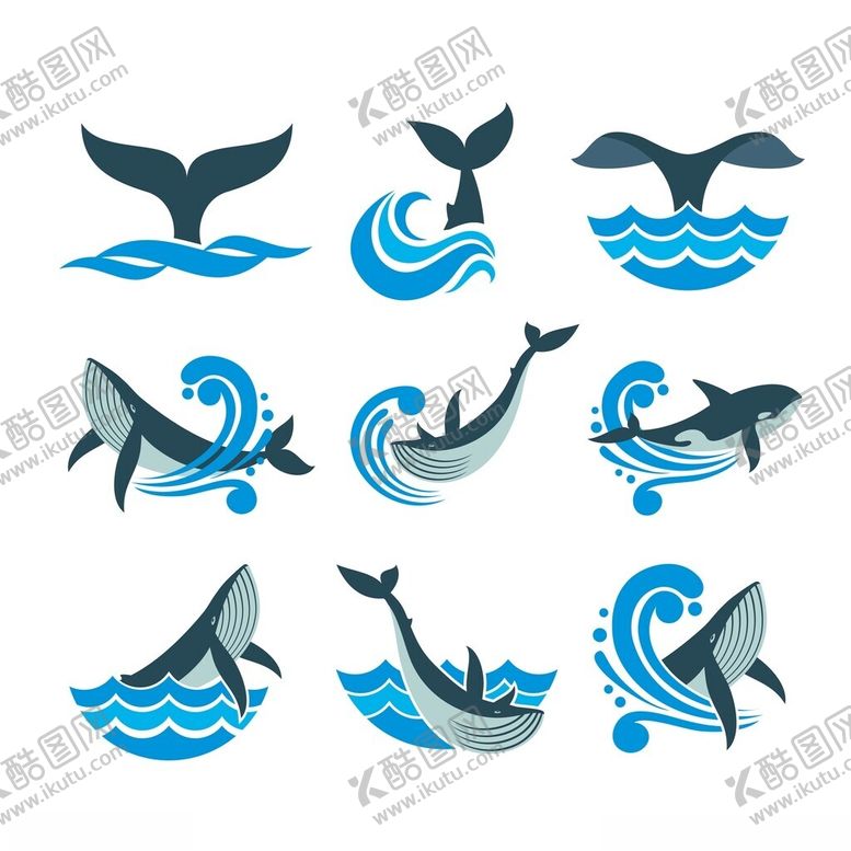 编号：10349111211648309835【酷图网】源文件下载-海洋生物与海浪图标集合