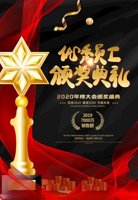 优秀员工颁奖典礼红黑色简约海报