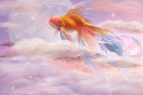 锦鲤传统清新插画卡通背景素材