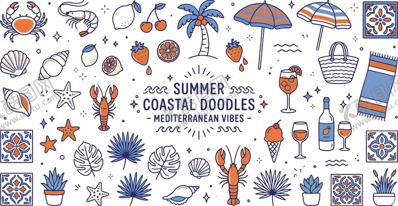 编号：70332604082255151361【酷图网】源文件下载-夏日海边涂鸦