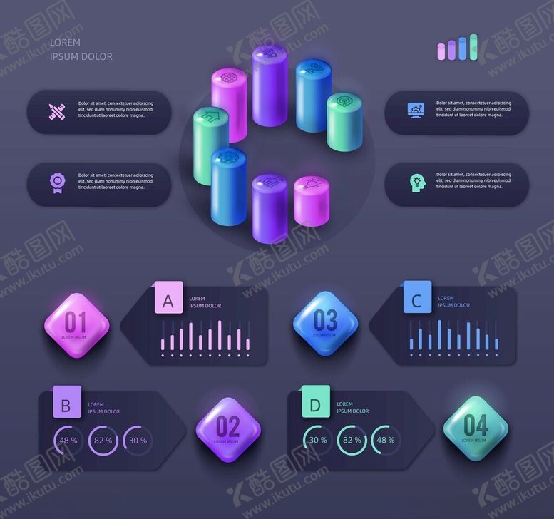 编号：64513112181930593938【酷图网】源文件下载-多彩数据图表与交互元素