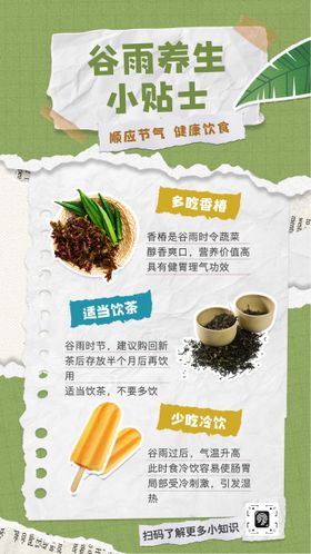拼贴风谷雨节气主题借势海报