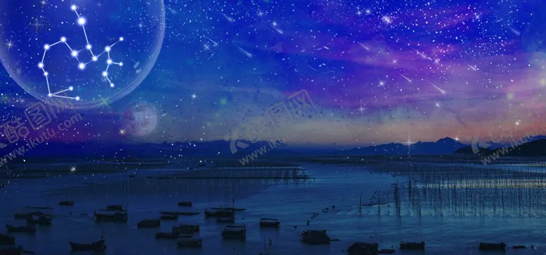 编号：11329206240254164221【酷图网】源文件下载-合成十二星座射手座星空