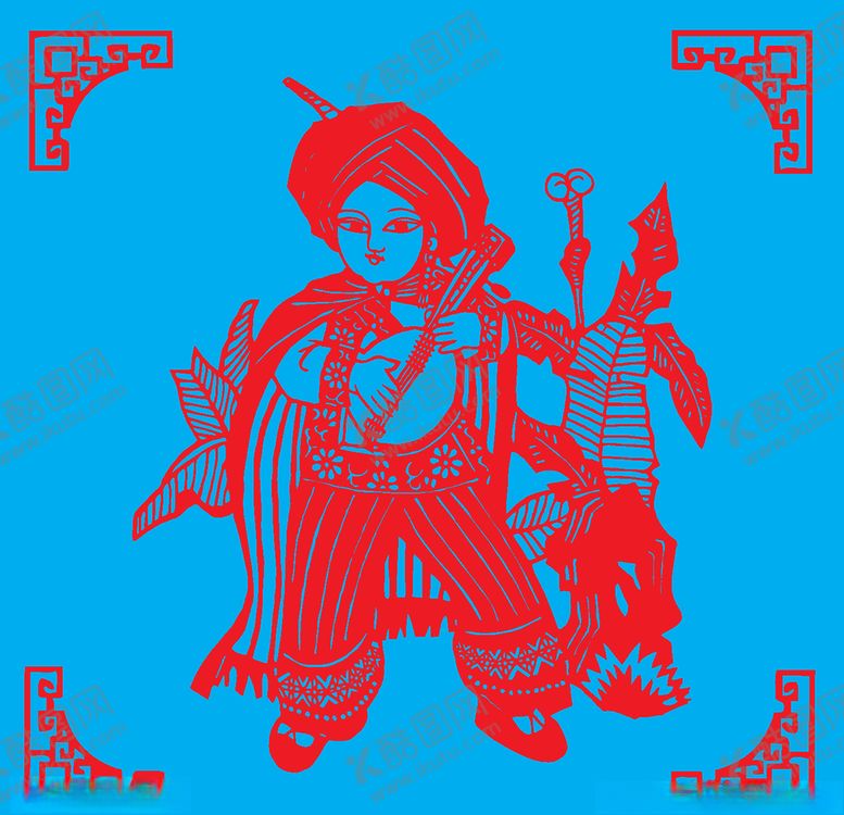 编号：73512310301612443252【酷图网】源文件下载-乐器表演剪纸