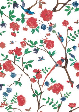树枝花鸟