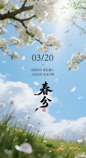 春分节气绿色春天二十四节气海报