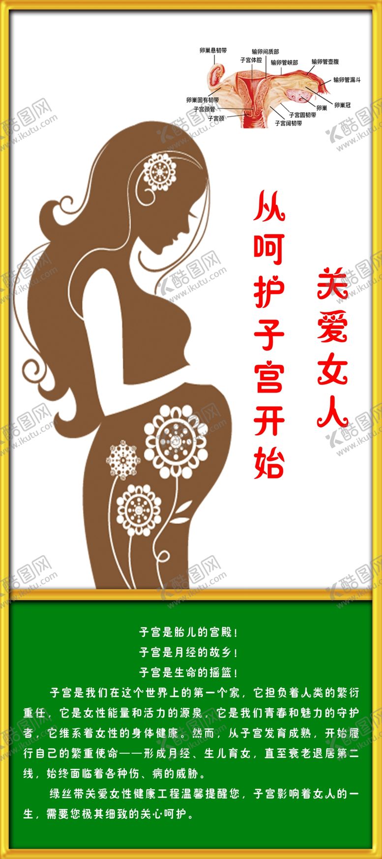 编号：57651709182331409338【酷图网】源文件下载-女性呵护子宫展架