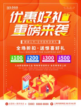 优惠好礼重磅来袭促销活动海报