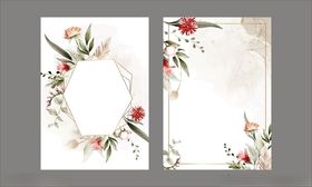 水彩花卉装饰邀请函请柬贺卡背景