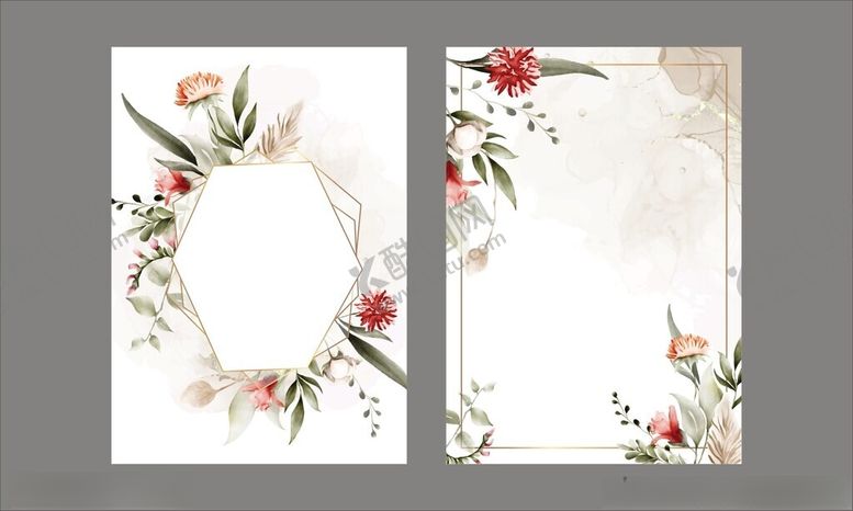 编号：97538811202012489611【酷图网】源文件下载-水彩花卉装饰邀请函请柬贺卡背景