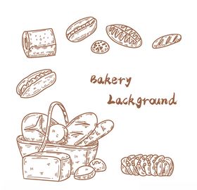 手绘烘焙面包插画