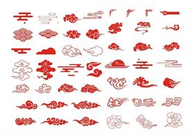 中式传统红色云纹图案集