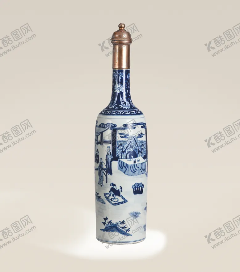 编号：21671606160417331084【酷图网】源文件下载-青花人物酒瓶