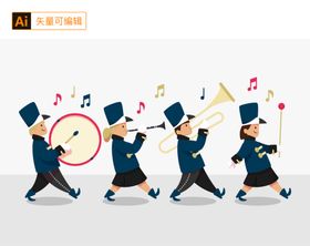 卡通乐队人物插画