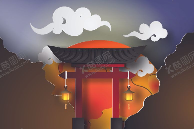 编号：83935210180034183425【酷图网】源文件下载-剪纸风格中秋背景