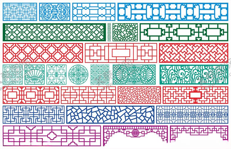 编号：77812710120155323762【酷图网】源文件下载-窗花镂空花纹屏风隔断雕花