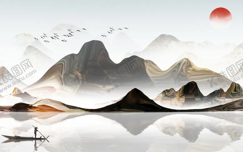 编号：07486110090647199307【酷图网】源文件下载-水墨山水背景