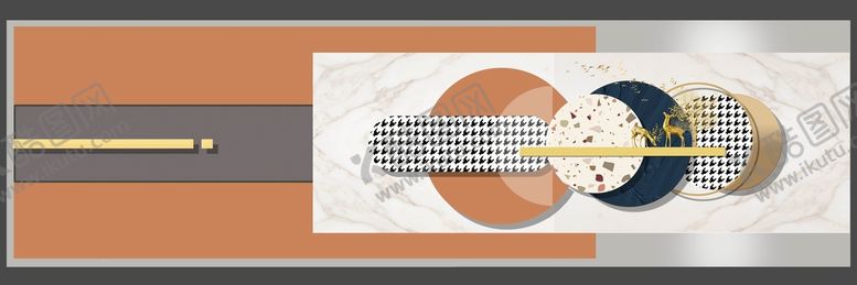 编号：31561310291848144687【酷图网】源文件下载-现代轻奢几何抽象麋鹿装饰画