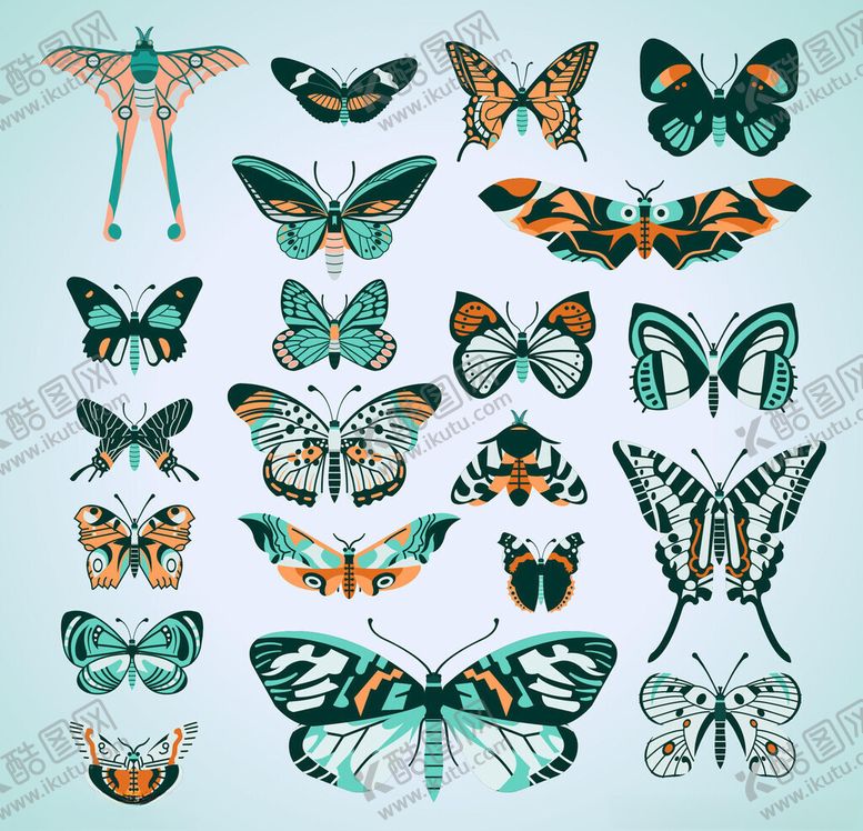 编号：99419401041959238676【酷图网】源文件下载-多彩蝴蝶图案集合
