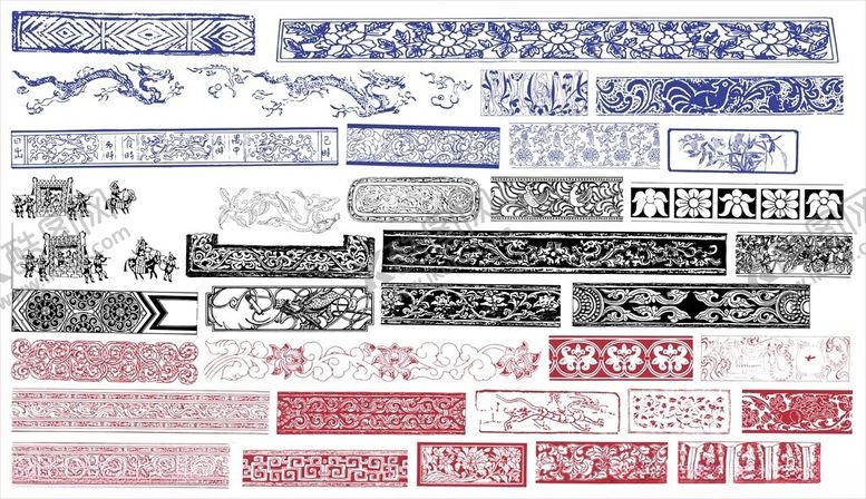 编号：66040211021420239246【酷图网】源文件下载-花纹花边传统图案装饰雕花