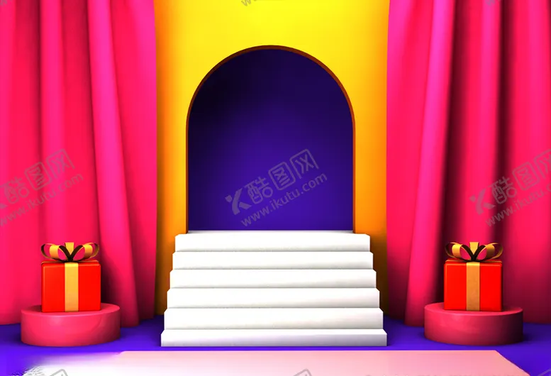 编号：38391407020326329619【酷图网】源文件下载-C4D立体展示场景元素