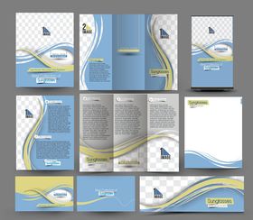 蓝黄渐变宣传册设计模板