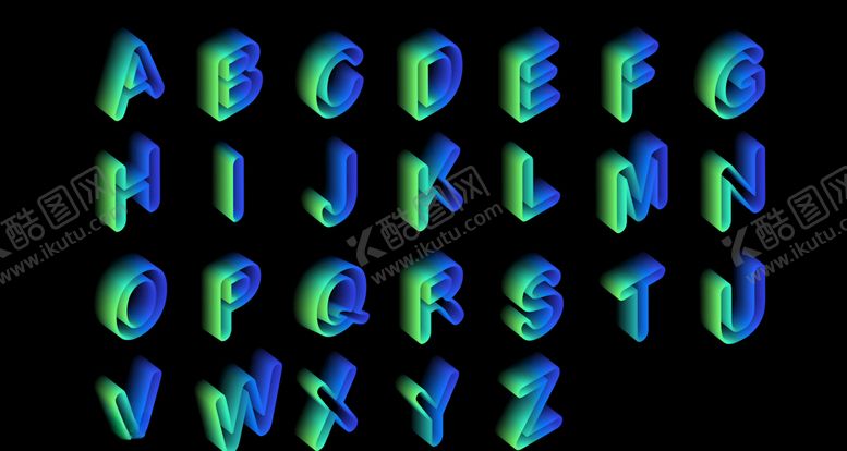 编号：64301510102012221644【酷图网】源文件下载-蓝色渐变立体字母A-Z