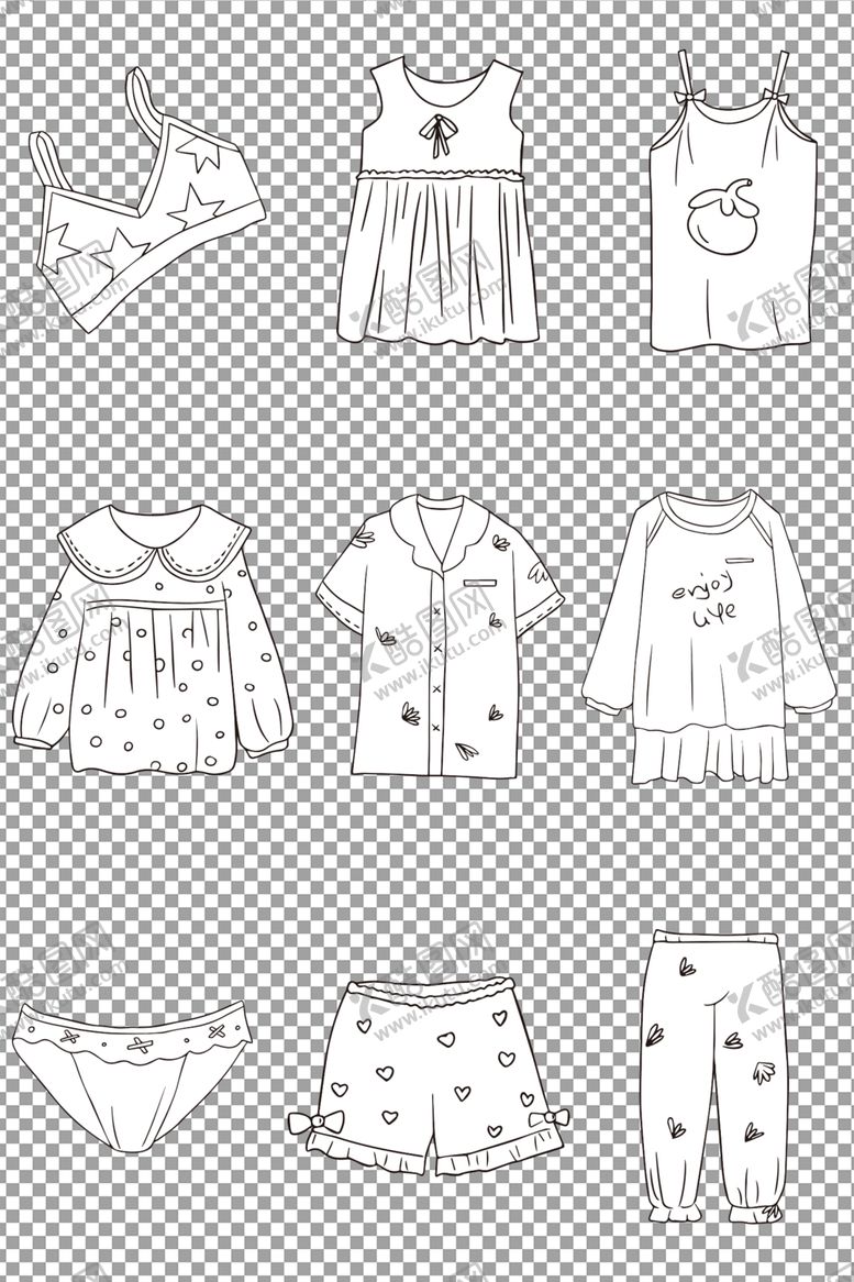 编号：65438804210800165453【酷图网】源文件下载-手绘睡衣家居服