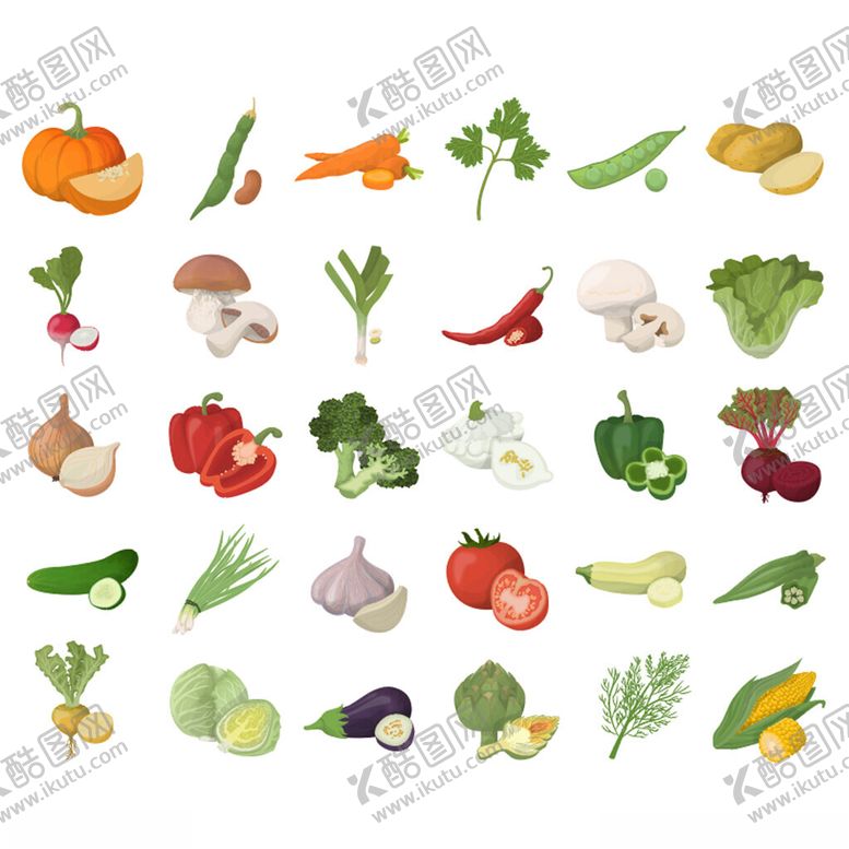 编号：55725801042141296668【酷图网】源文件下载-多样蔬菜插画展示