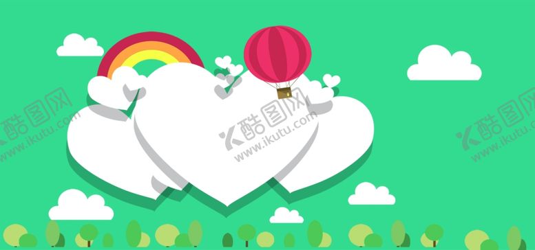 编号：32344610102258185440【酷图网】源文件下载-卡通彩虹气球爱心云朵草
