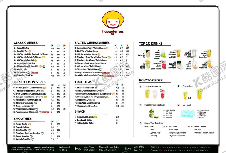编号：36311410280937418769【酷图网】源文件下载-快乐柠檬饮料菜单广告英文