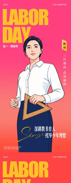 五一劳动节工人农民医生系列海报