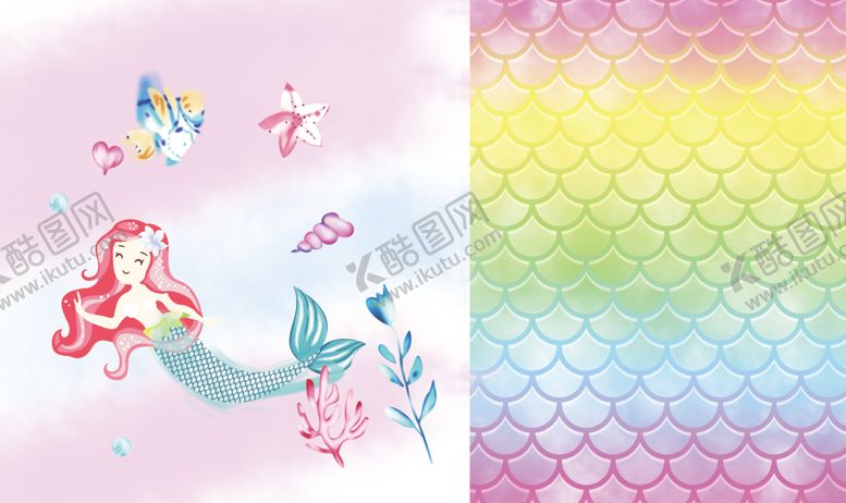 编号：23145011020137336417【酷图网】源文件下载-梦幻美人鱼与彩虹背景图