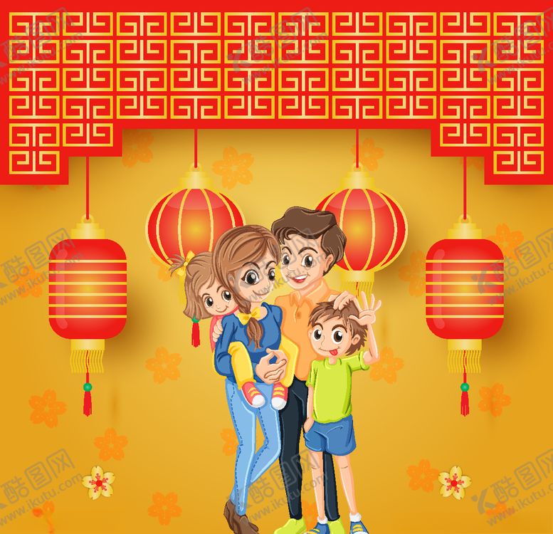 编号：31539107071839436930【酷图网】源文件下载-春节红色喜庆卡通人物插画
