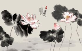 中国风荷花电视背景墙