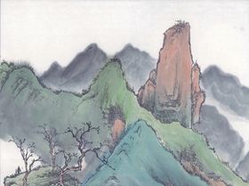 中国风山水画国画水墨青绿山水