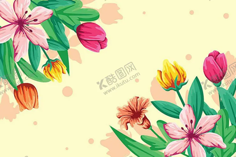 编号：20576810070206464510【酷图网】源文件下载-美丽花朵手绘画背景