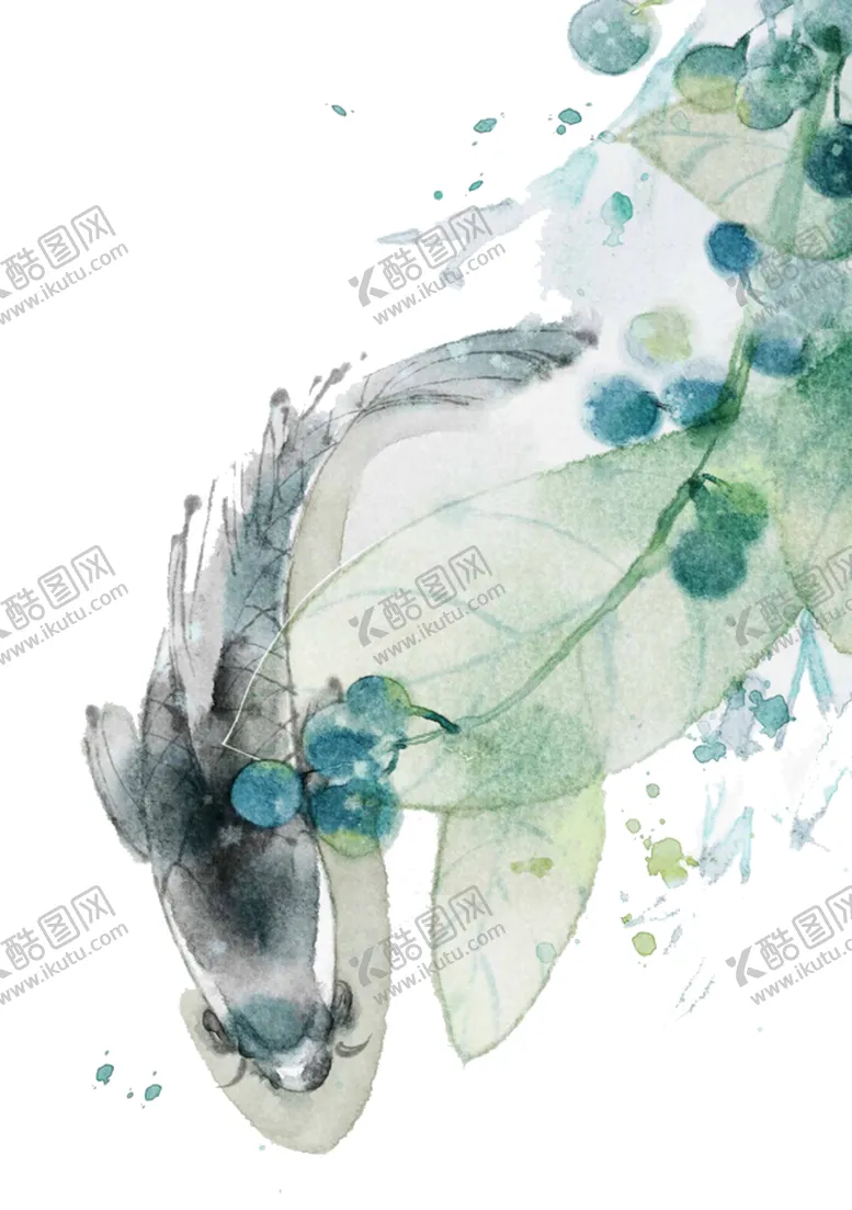 编号：15765705011833233054【酷图网】源文件下载-水墨墨迹鲤鱼