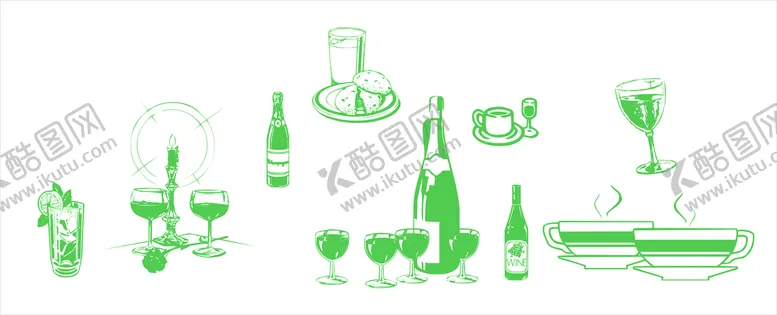 编号：23425110290351262711【酷图网】源文件下载-红酒杯剪影矢量图
