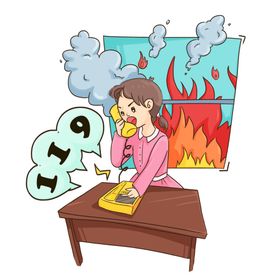 预防火灾人物卡通火警海报素材
