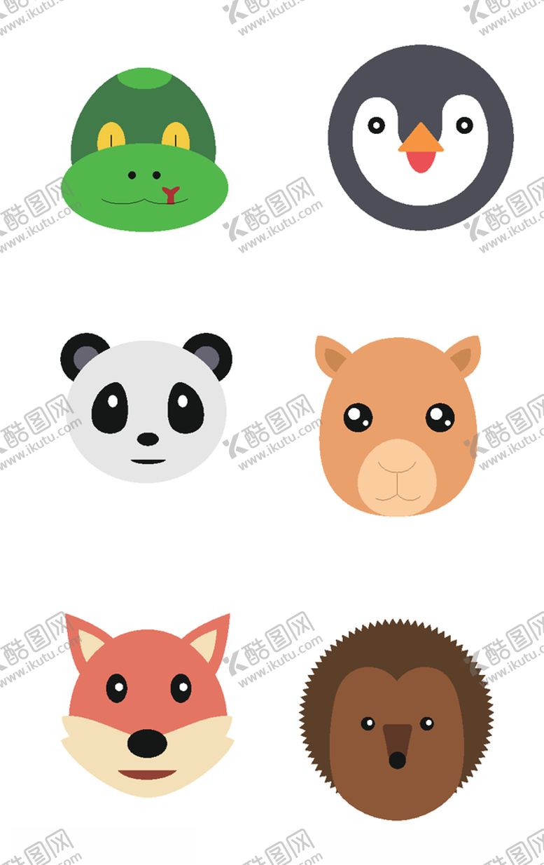 编号：24199009290148253394【酷图网】源文件下载-卡通手绘动物头像