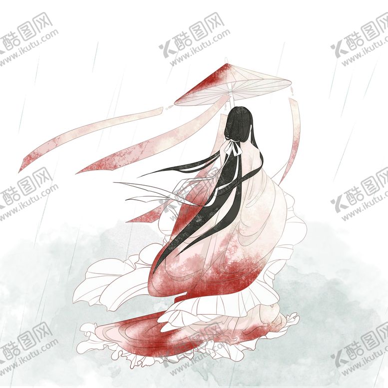 编号：68790310240820281106【酷图网】源文件下载-古风女打伞背影