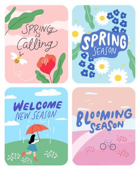 春季主题插画卡片