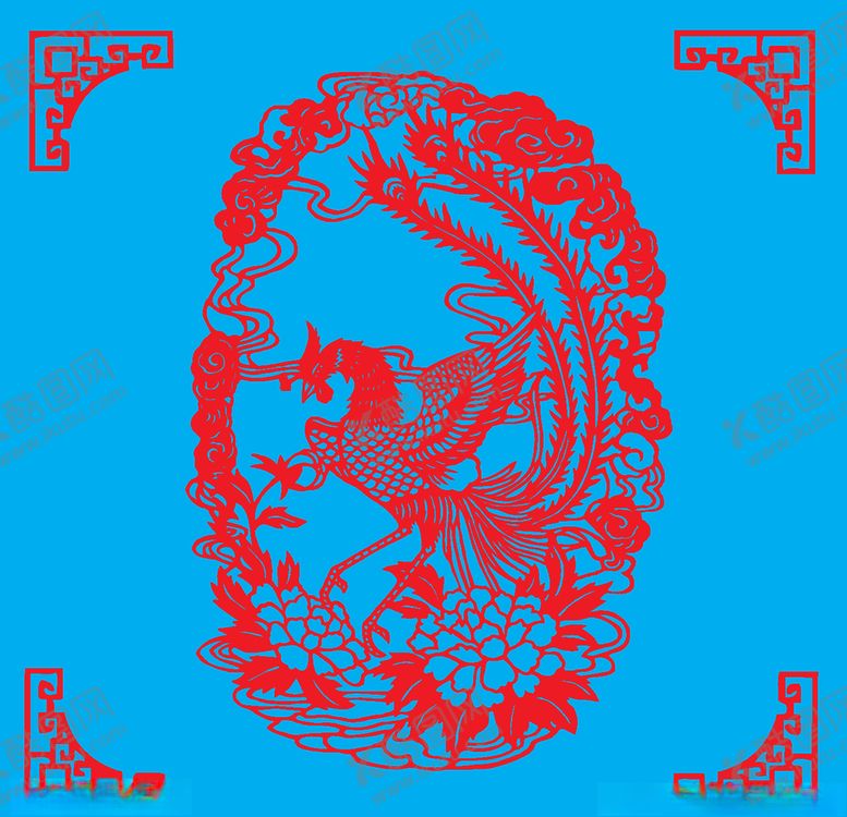 编号：44041409161457343278【酷图网】源文件下载-凤穿牡丹剪纸