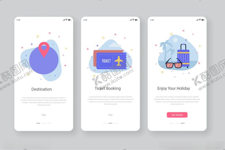 编号：31704311171436312526【酷图网】源文件下载-手机应用引导页界面设计